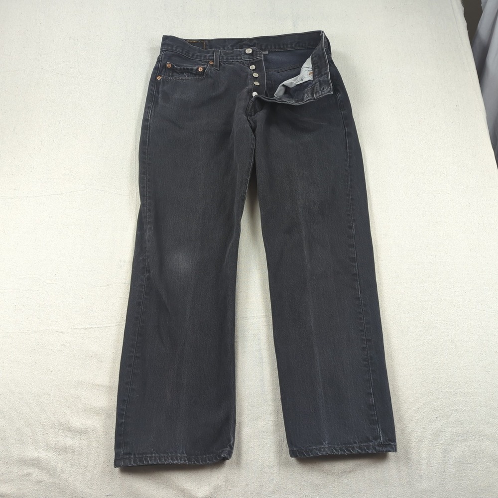 Levis Jeans Mens 34x29 Black 501 Button Fly Classic American